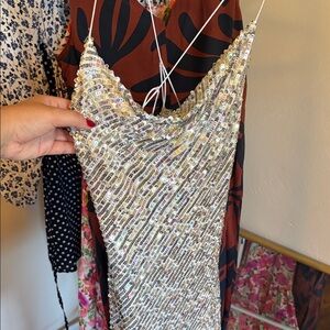 Zara Sequin Mini Dress - Silver
